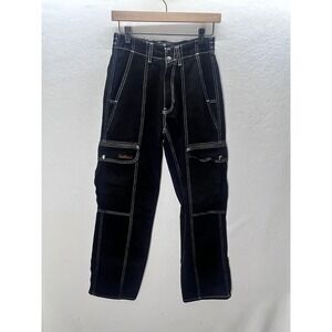 BDG‎ Cargo Pants Womens 24 Black Contrast Stitch High Rise Utility 3439